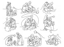 Stickserie - Stern über Bethlehem Line Art